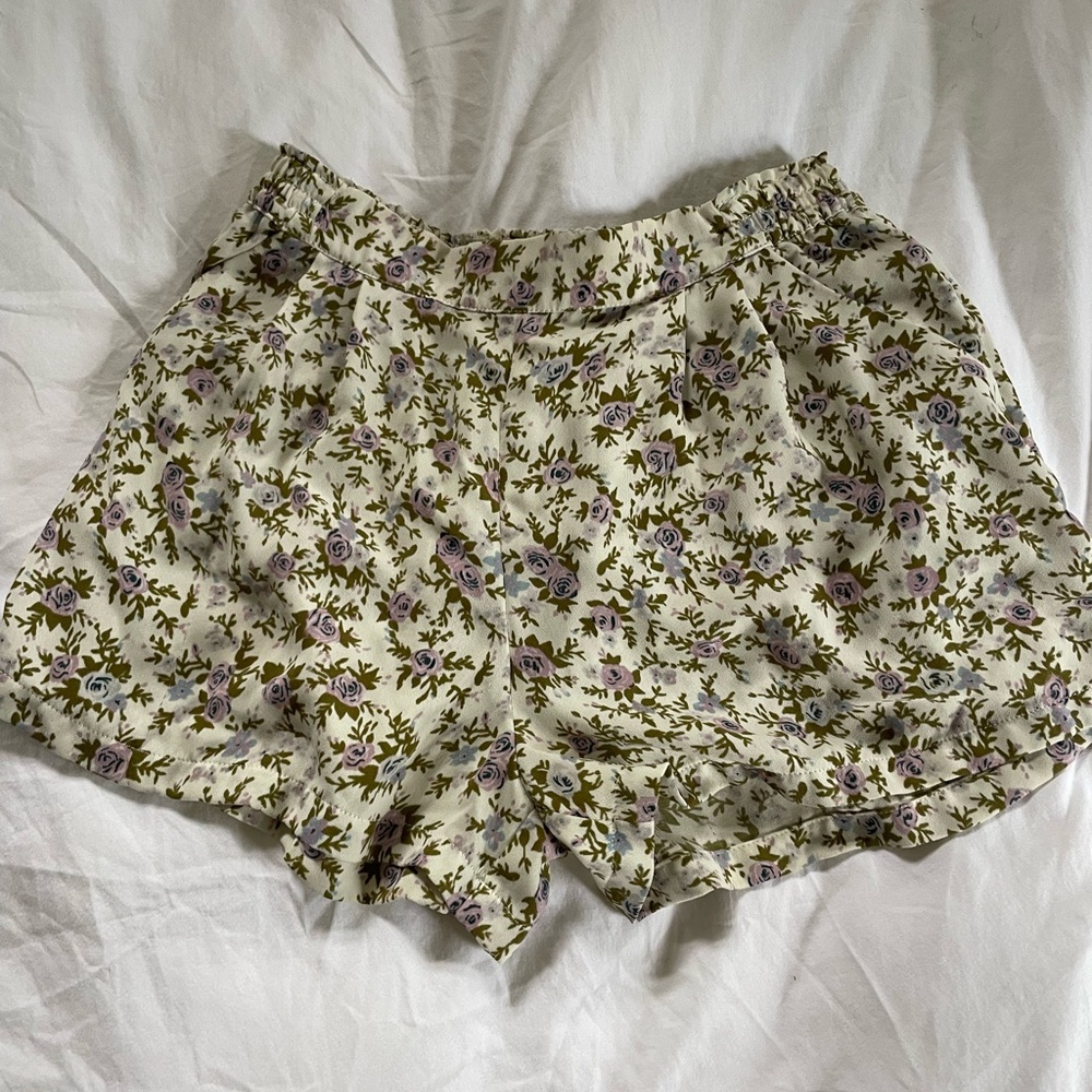 Kimchi Blue High Waist White and Purple Shorts